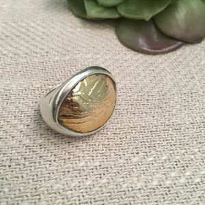 Silpada Woodgrain Sterling Slvr/Gld Ring, size 7/8